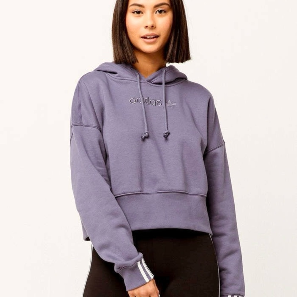 Adidas Originals Women’s Coeeze Classic Cropped Hoodie in Indigo Size Medium